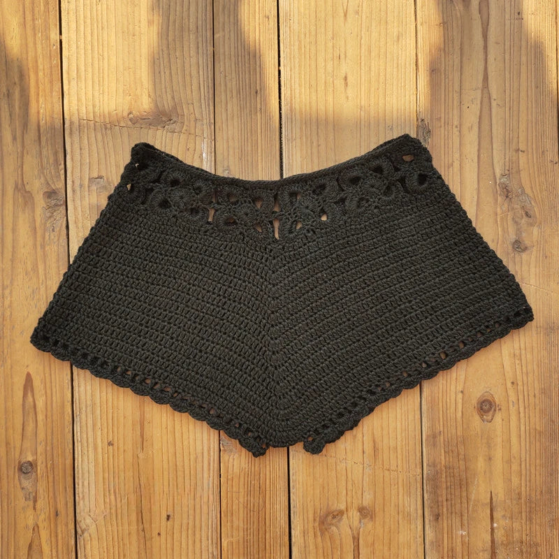 Knitted Swimming Trunks Women Fashion Hollow Out Skinny Shorts Beach Cover Up Summer 2025 New Solid Simple Casual Lady Cover-ups