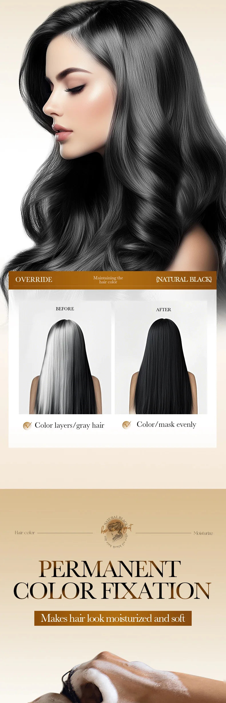Gray White Hair Treatment Shampoo White To Black Anti Gray Hair Beard Dye Anti Loss Repair Nourish Hair Care Products Men Women