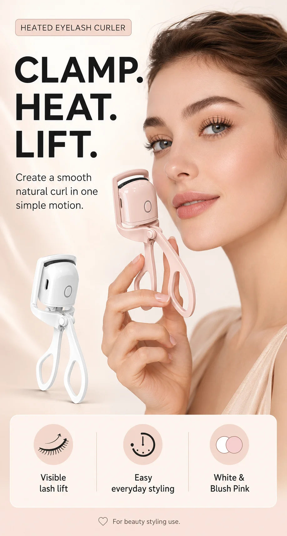 Rechargeable Eyelash Curler For Women Electric Heated Lash Curler Portable Eyelash Styling Makeup Tool