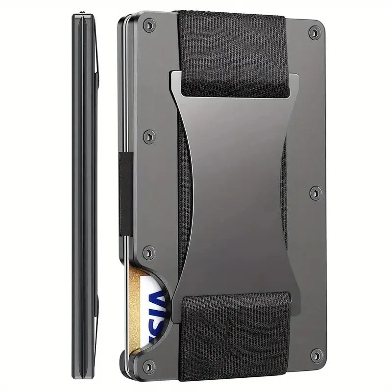 Minimalist Slim ANTI RFID Blocking Card Holder Men Aluminum Wallet Elastic Back Pouch ID Credit Case Unisex Travel EDC Purse