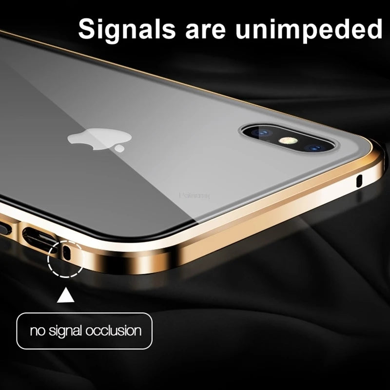 Magnetic Tempered Glass Privacy Metal Case For iphone 18 17 16 15 14 13 12 XR 11 ProMAX 16 E 360 Magnet Antispy Protective Cover