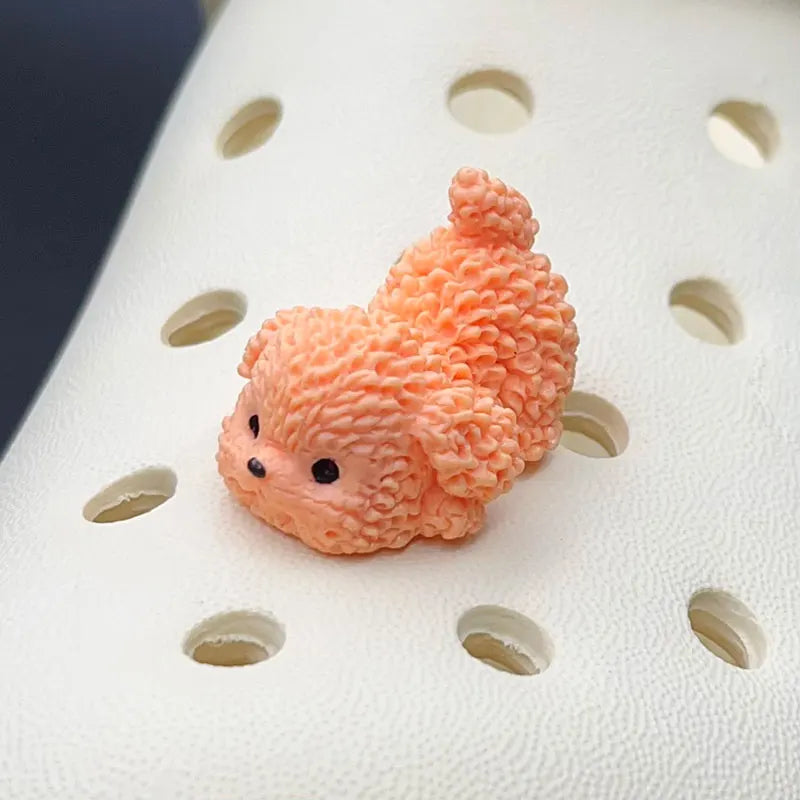 Cartoon Cute Curly Dog Animal Shoe Charms for Crocs Decorations Clogs Pins Slipper Accessories Garden Sandals Girl Kids Gift