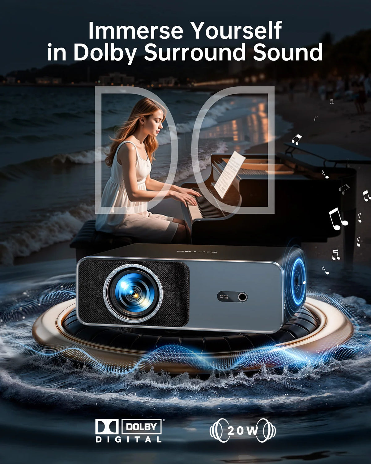 Netflix Licenses 4K Movie Projector 1500ANSI Auto Focus/Keystone WiFi 6 Native 1080p Smart Home Theater Widevine L1 Projectors