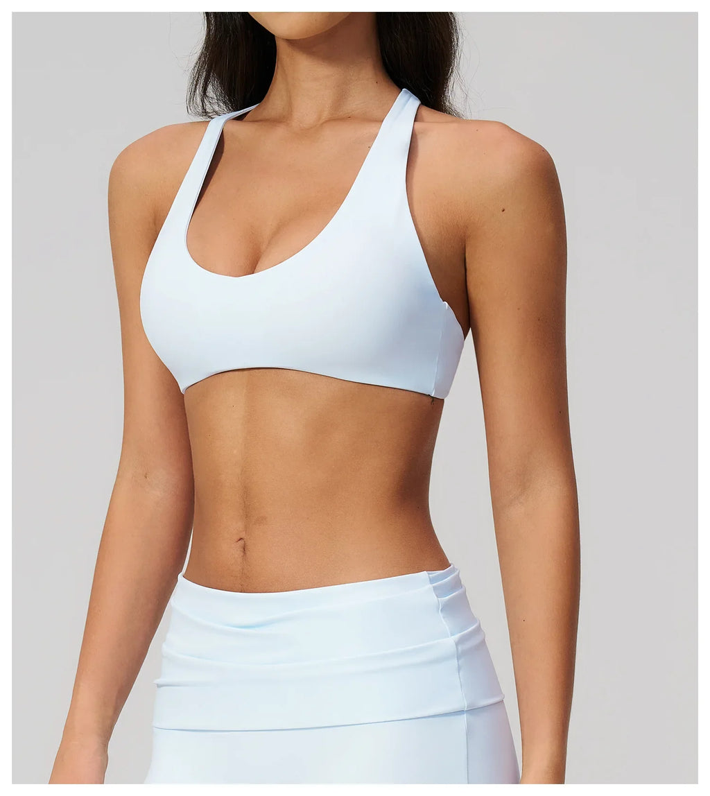 NCLAGEN Sport Bra Women High Support Fitness Brushed Underwear Back Cross Gym Clothes Training Yoga Top Pilates Workout Tank