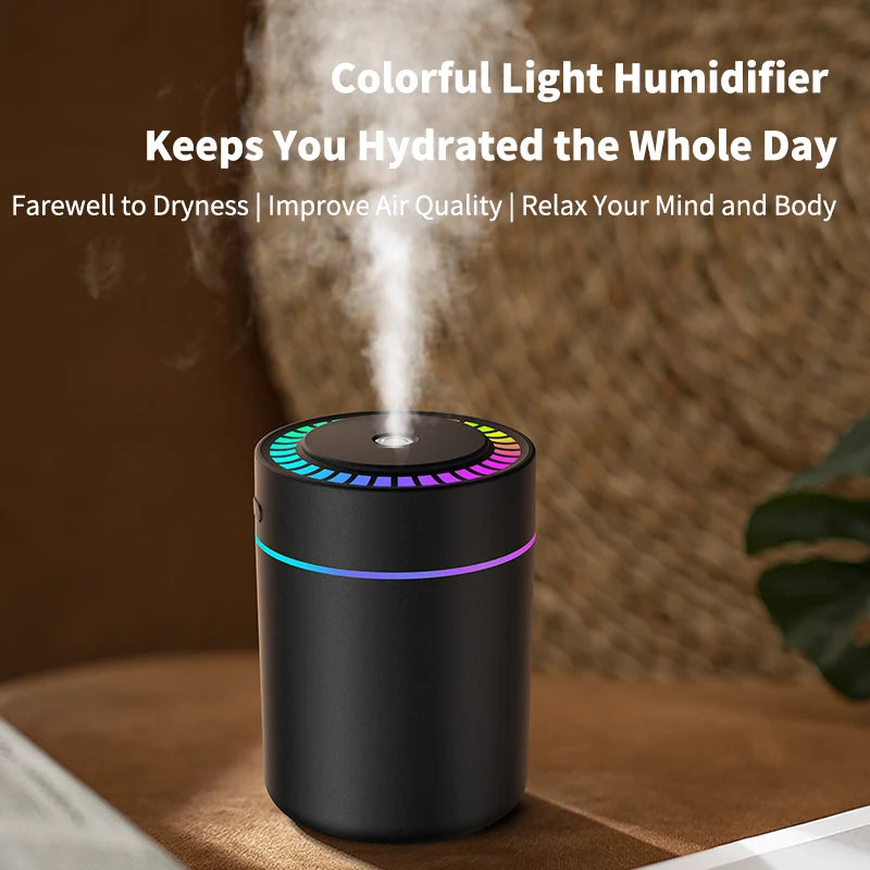Mini USB Air Humidifier & Aroma Oil Options with LED Light