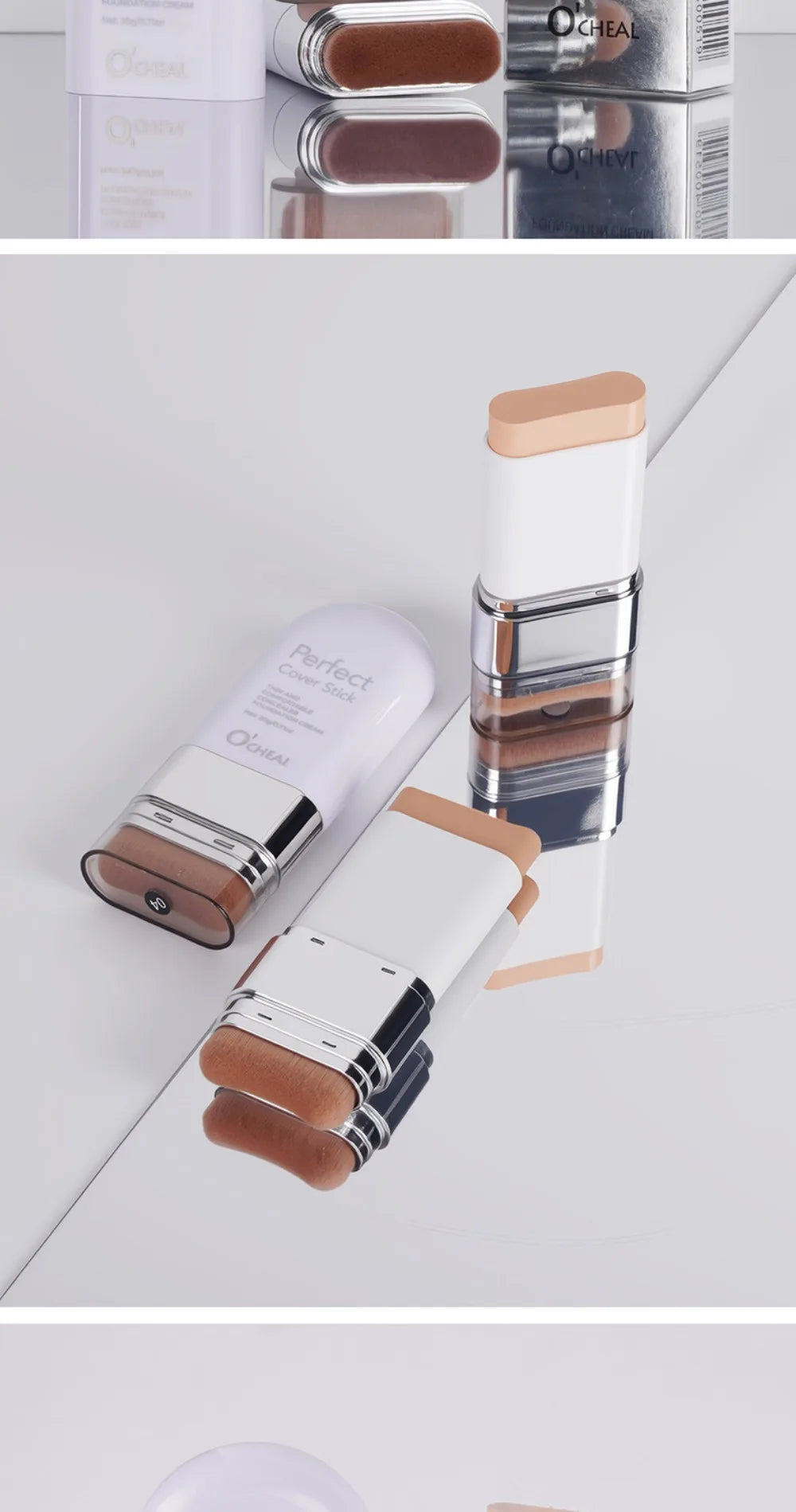 Thin and Comfortable Perfect Cover Stick Waterproof Instant Natural Concealer Foundation Stick Long-lasting with Brush