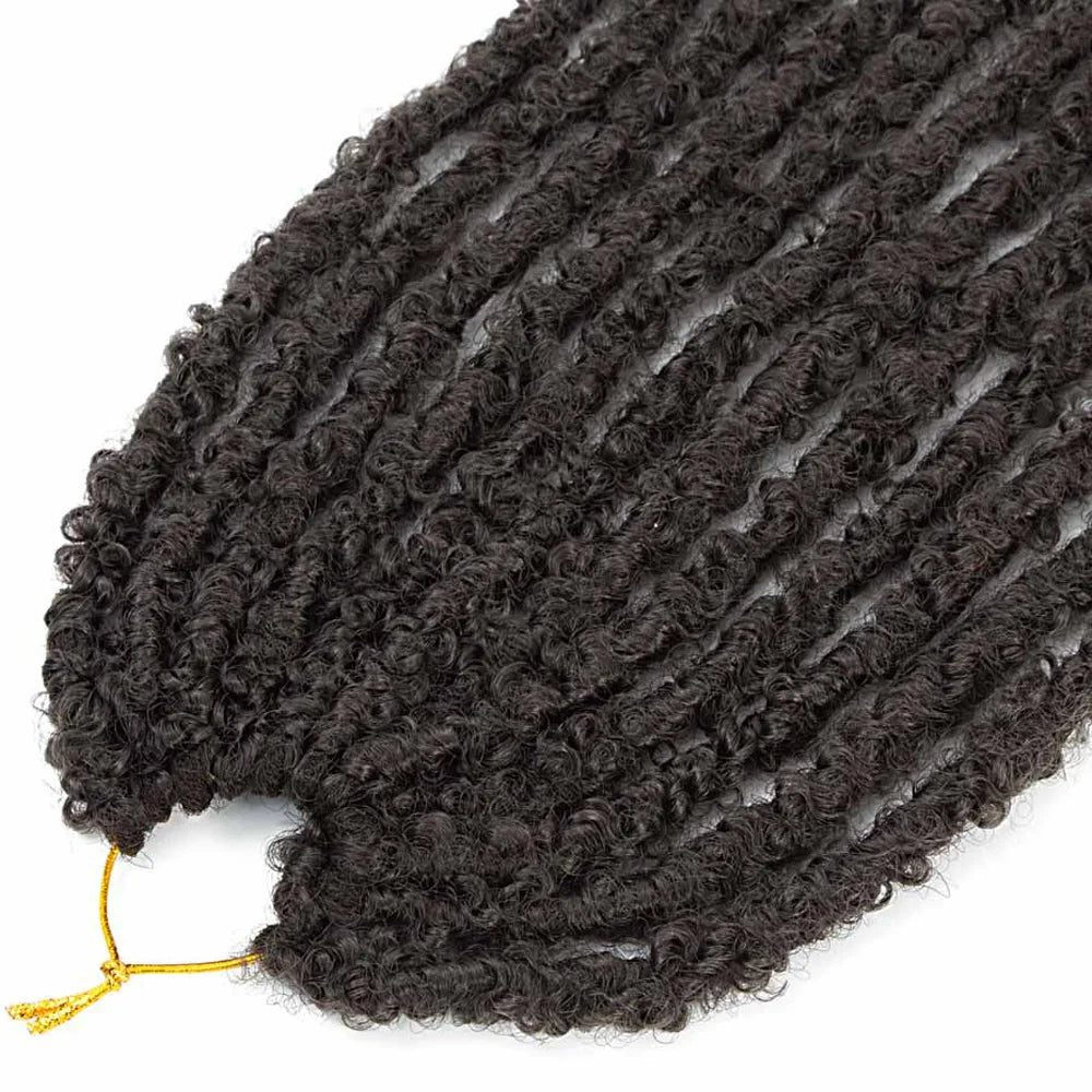 1- 6Packs Butterfly Locs Crochet Hair 36 24 18 14 12inch Pre Twisted Natural Black Distressed Faux Locs Crochet Braids for Women