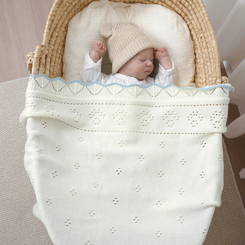 Baby Blankets Newborn 90*70cm Knitting Dual-Use Infant Boys Girls Stroller Swaddle Wrap Quilts Breathable Toddler Receiving Mats