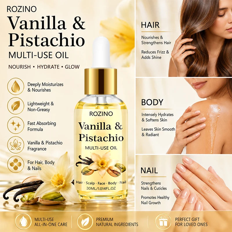 Rozino Multi-Purpose Moisturizing Care Oil, with a Light Texture That Is Easily Absorbed, Can Nourish Dry Skin and Soothe Tight, Dry Skin. Can Be Used for Facial, Body, and Hair Care, One Bottle Meets Multiple Moisturizing Ne