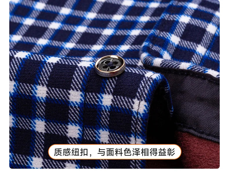 2025 Men's Winter Warm Shirts Long Sleeve Plaid Print Flower Autumn Thickened Fleece Street Trend Casual Dress Shirts 8XL 7XL