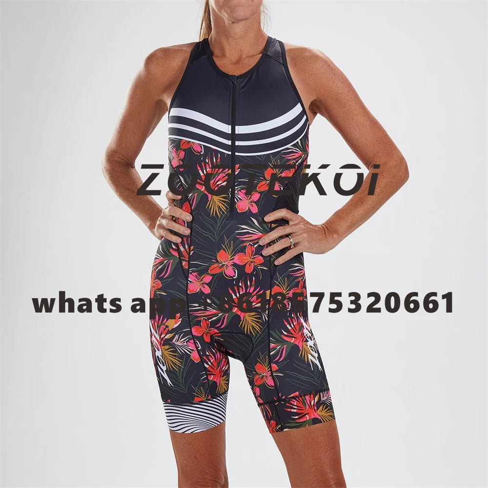 Zootekoi Women's Triathlon Short Sleeve Skinsuit Bike Mtb Clothing Body Swimming Suit Jumpsuit Maillot Roupa Running Clothes