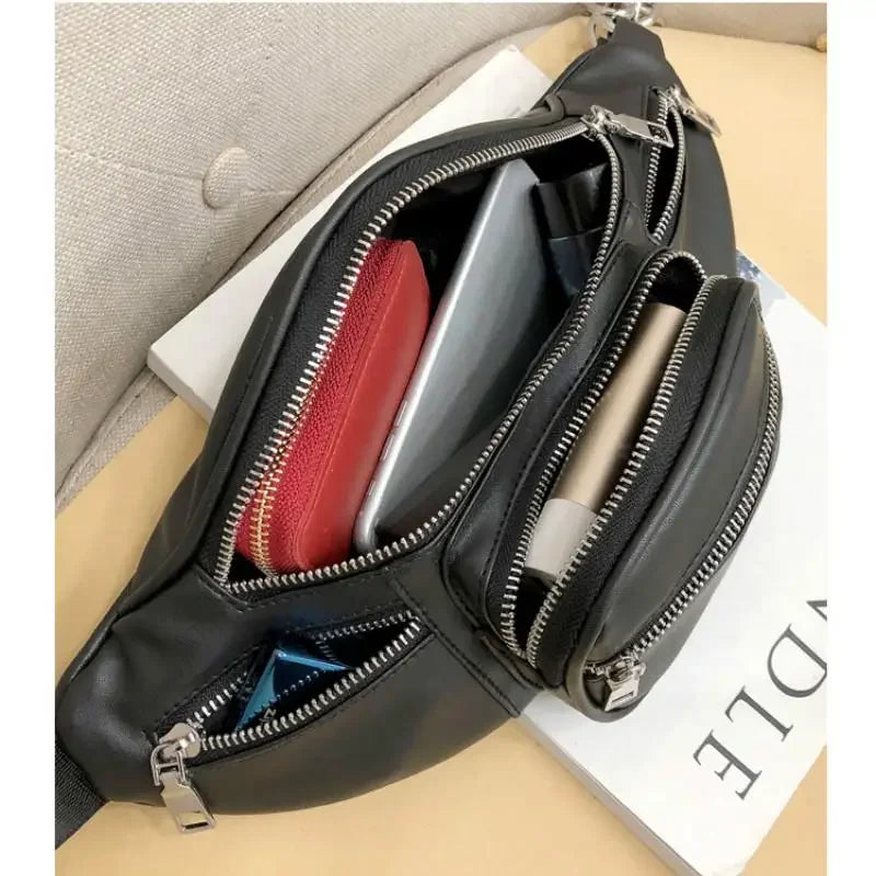 Multifunction Women Waist Pack Fashion Leather Phone Bags Small Belt Bag Cool Fanny Packs Women