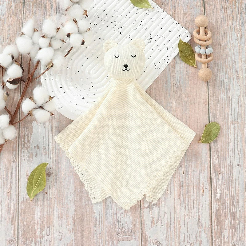 Cute Rabbit Knitting Baby Comfort Towel Comforter Blanket Soft Newborn Sleeping Dolls Kids Sleep Toy Soothe Appease Towel