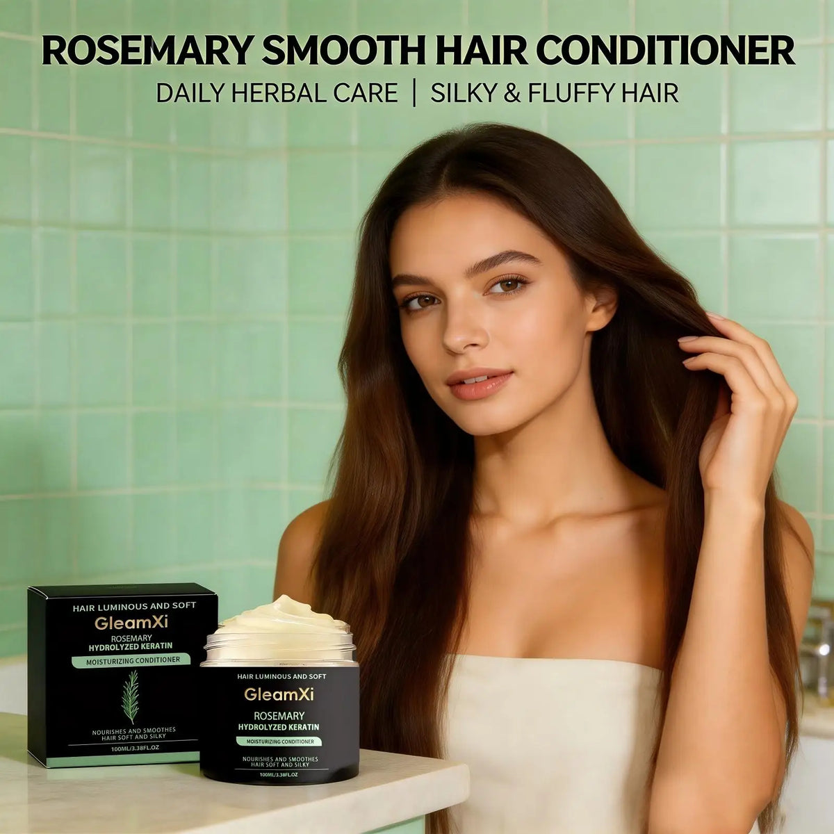Rosemary Hair Conditioner Smooth Hair Improve Dryness Repair Damaged Frizzy Hair Reduce Hair Splitting Strengthen Hair Care
