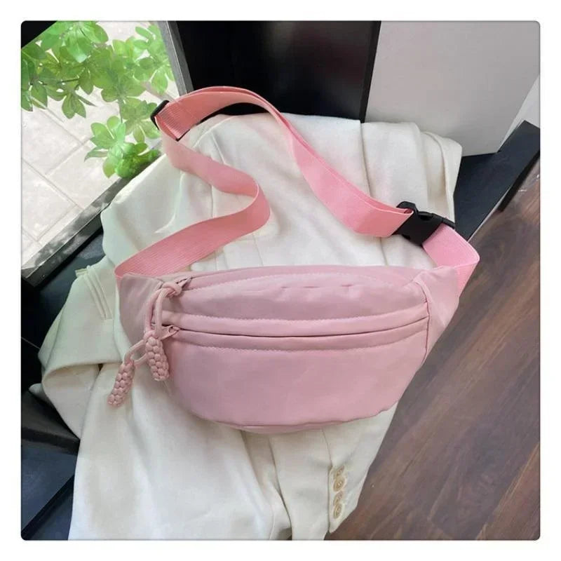Women's Chest Bag Canvas Crossbody Bag Solid Color Women Sling Waist Pack Versatile Sports Solid Color Waterproof Hiking Bags