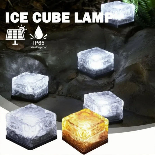 1-4PCS Solar Ice Block Lights Glass Brick Lights Landscape Lights Square Glass Lights Outdoor Street Lights Garden Lights