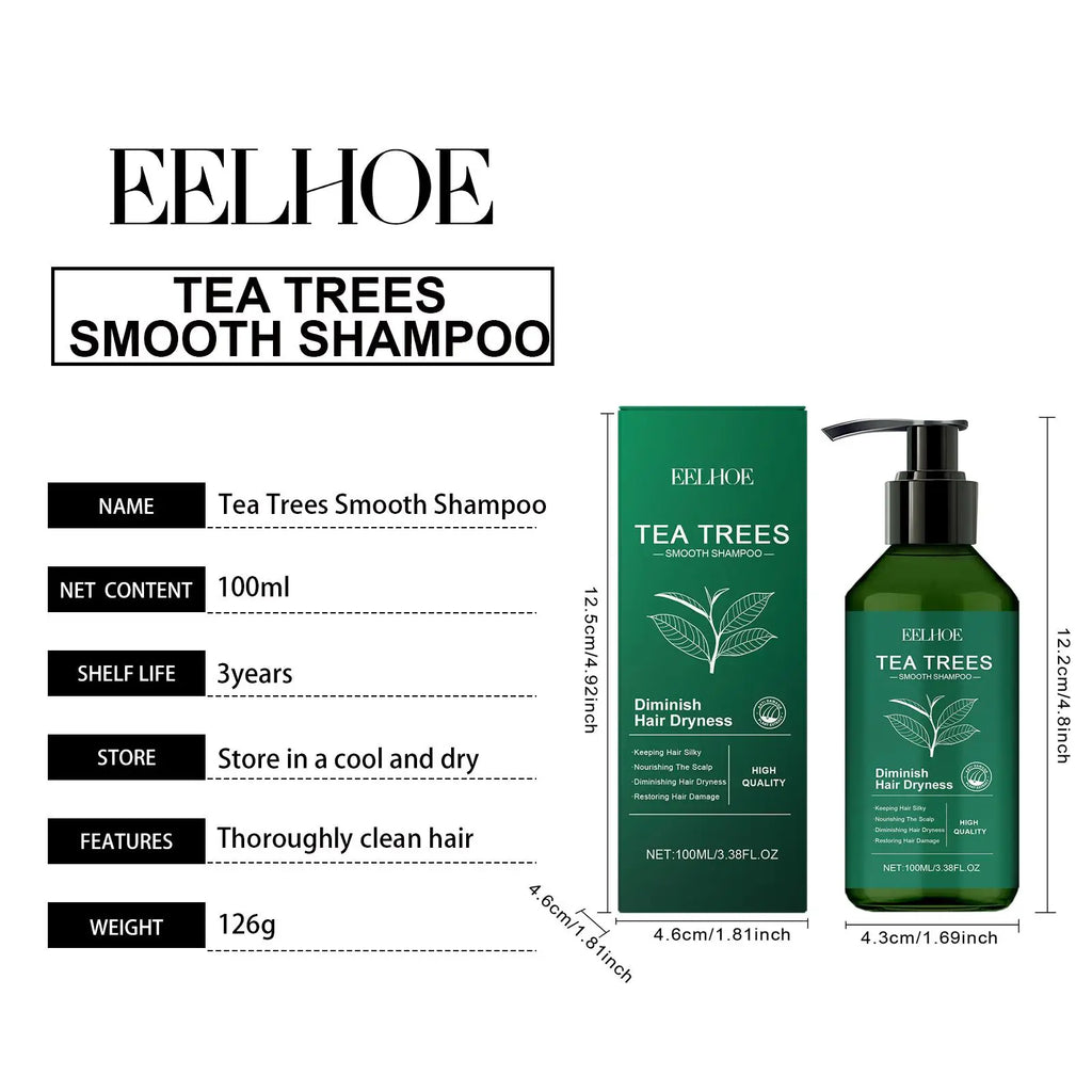 EELHOE Tea Tree Shampoo Repair Damaged Long Lasting Moisturizing Oil Control Dandruff Removal Gentle Cleansing Hair Care Shampoo