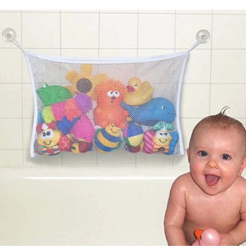 Baby Shower Bath Toys White Baby Kids Toy Storage Mesh with Strong Suction Cups Toy Bag Net Bathroom Organizer for Kids Toddlers