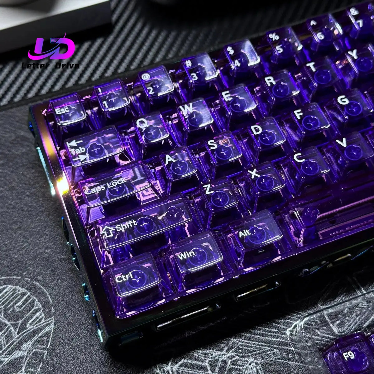 New Purple Transparent Clear Keycaps Crystal Ceramic Pc Keycap Rgb Shine Through Key Cap Mda Profile For Mx Switch Keyboard Gift