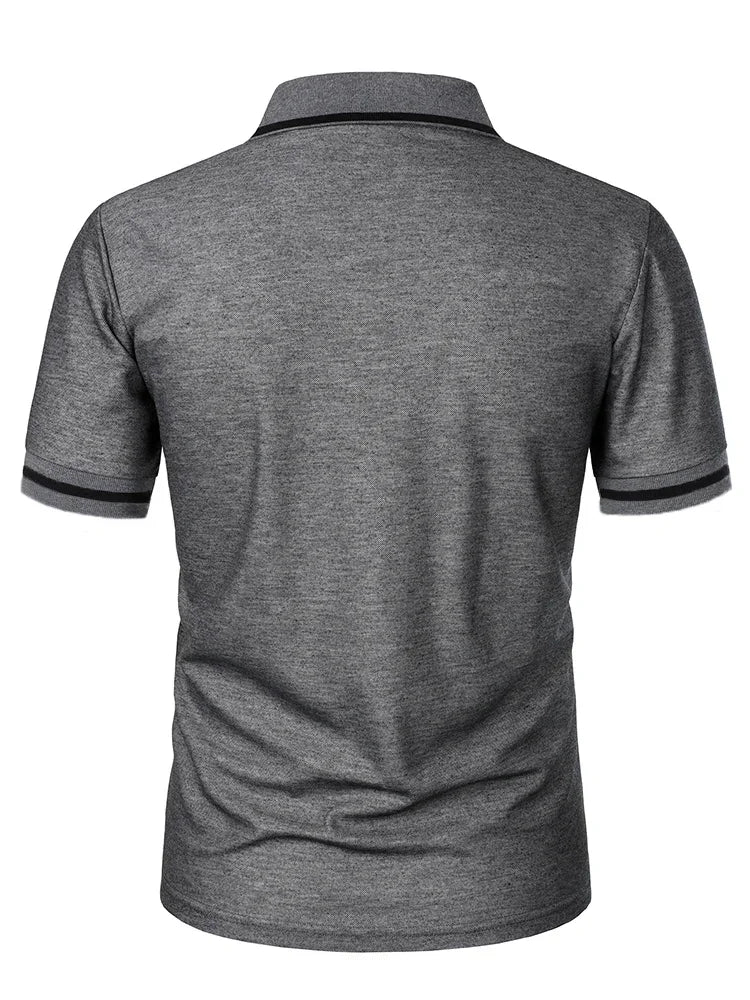 Fashionable men's casual solid-color short-sleeved top, men's lapel short-sleeved T-shirt, casual and fashionable solid-color sh