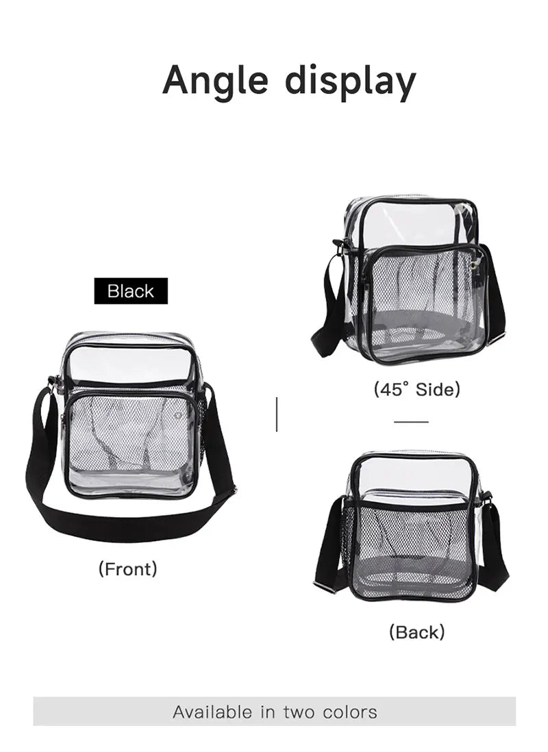 TINYAT Women Lightweight Mesh Strap Transparent PVC Bags Put Lost Headphone Jack Umbrella Cell Phone 9.7 inch iPad For Concerts