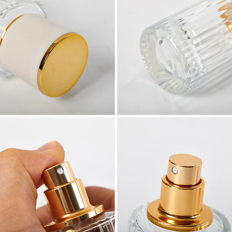 30ML 50ML Luxury Perfume Glass Spray Bottle Portable Clear Cosmetics Alcohol Atomizer High Capacity Empty Bottles Refillable