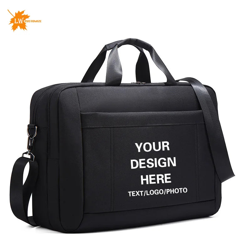 Men's Handbag Custom Image With Printed Logo Name  Business Briefcase15.6-17.3inch Nylon Waterproof Laptop Bag
