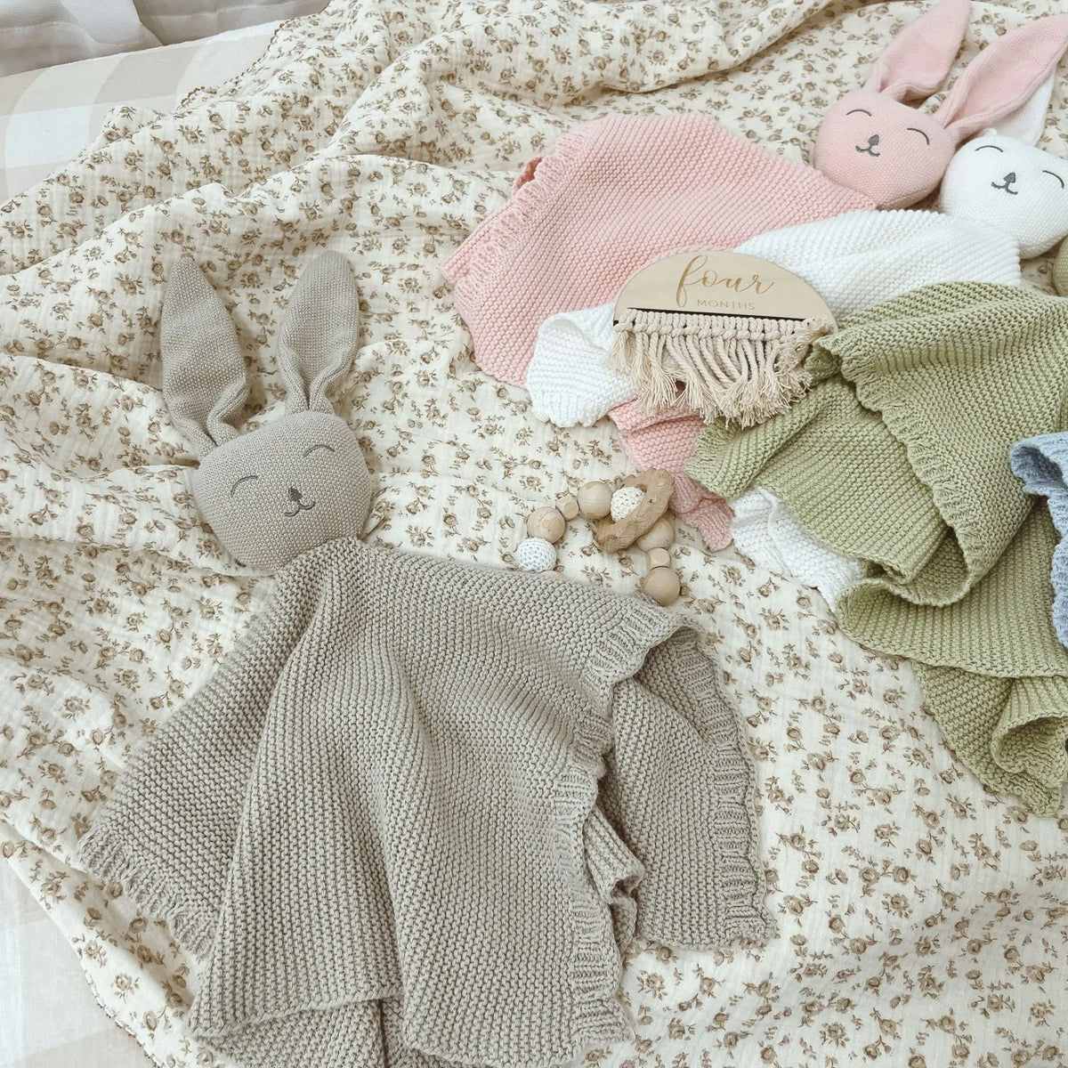 Cute Rabbit Knitting Baby Comfort Towel Comforter Blanket Soft Newborn Sleeping Dolls Kids Sleep Toy Soothe Appease Towel