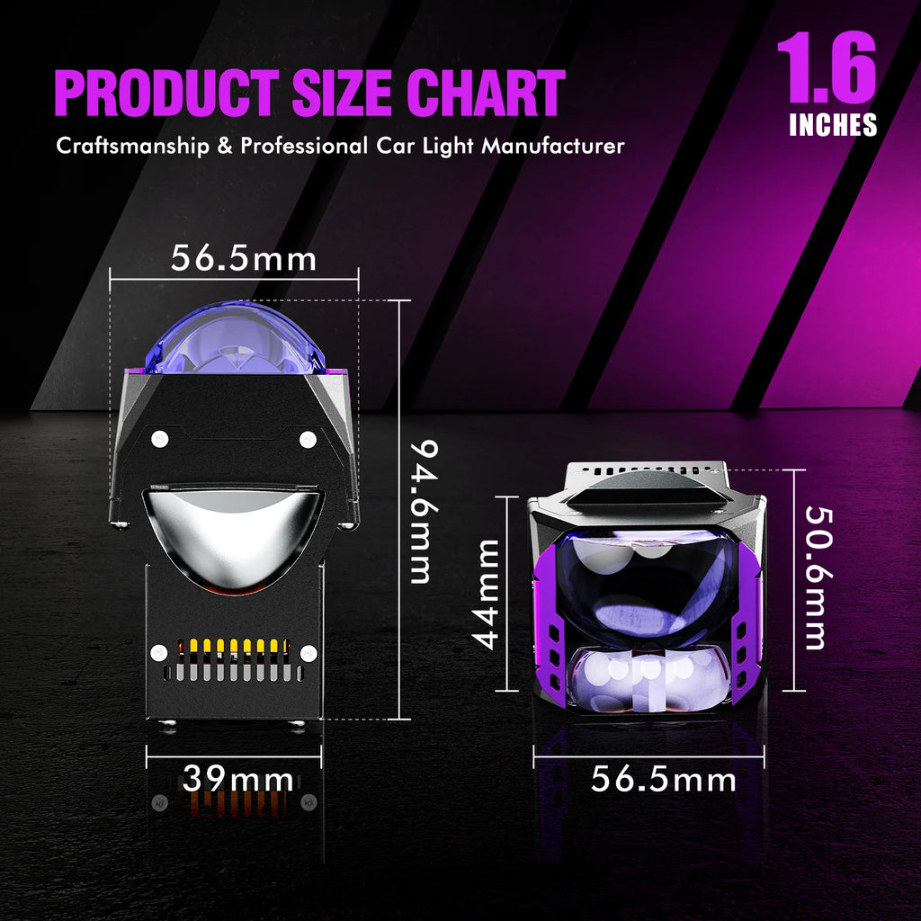 New Arrival 3.0 Inch Ultra Bright High/Low Light 220W/180W 50000lm LED Headlight Lens, Dual LED Projector 4-5 Laser Light
