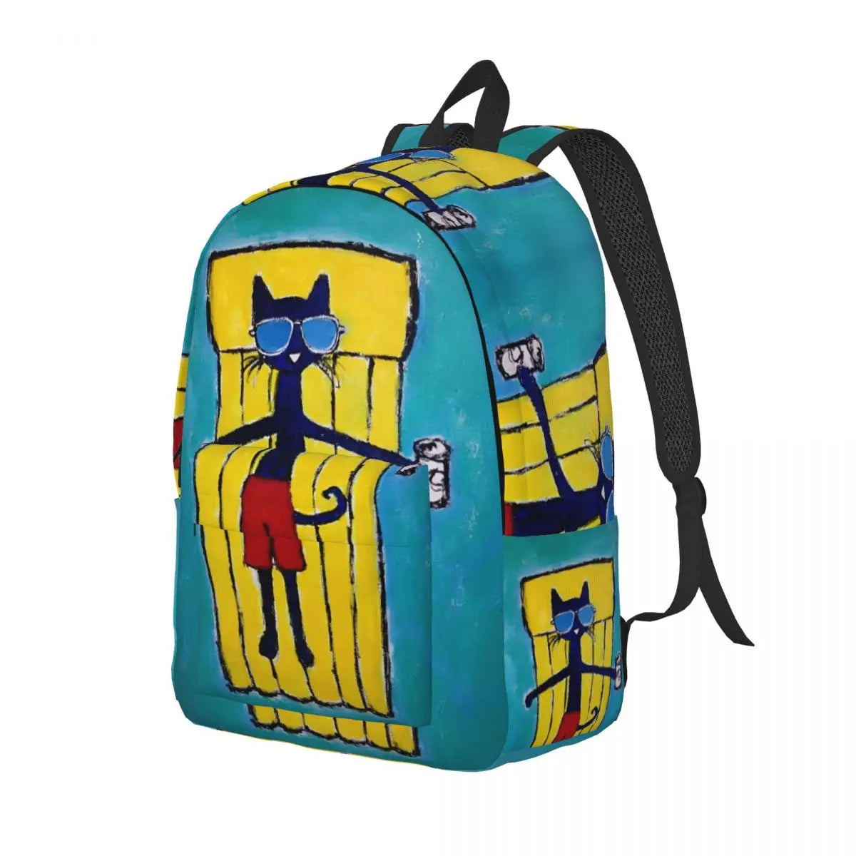 Pete The Cat I Love My White Shoes Backpack High School Business Cartoon Cats Daypack for Men Women Laptop Shoulder Bag
