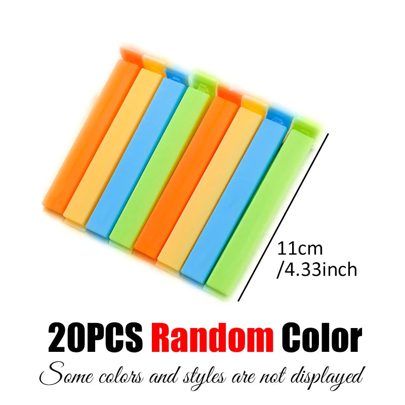 20PCS Assorted Color 7/11cm Size Plastic Food Seal Clip Portable Kitchen Storage Snack Bag Sealer Clamp Reusable Home Gadget ZYF