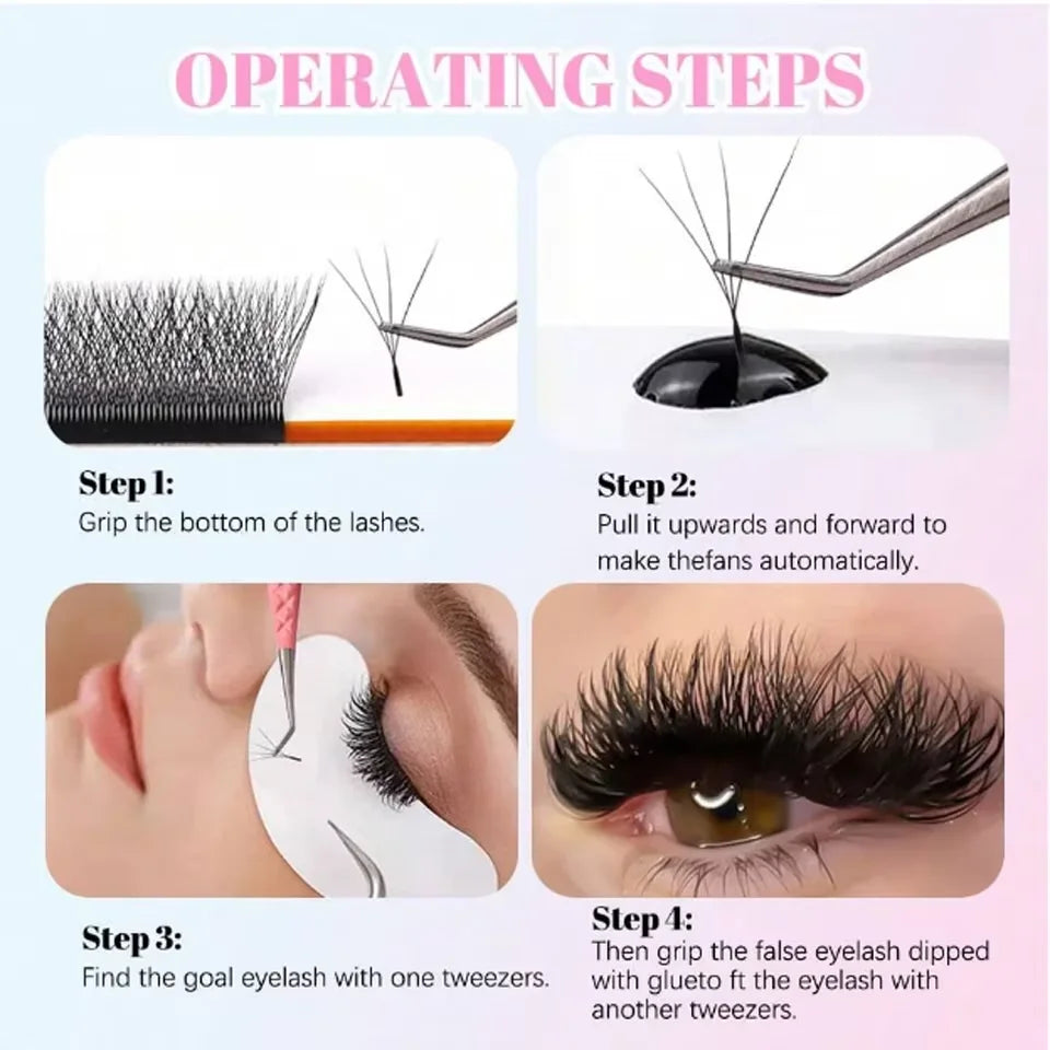 AGUUD Automatic Flowering 2D 3D 4D 5D W Shape Premade Fans Eyelash Extensions Natural Soft Individual Lashes Makeup Cilia