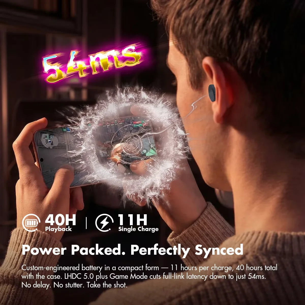 ROSESELSA Ceramics Ultra Wireless Earbuds 50dB Hybrid ANC HiFi Earphones LHDC LDAC 4Mic AI Noise Reduction 40H Battery