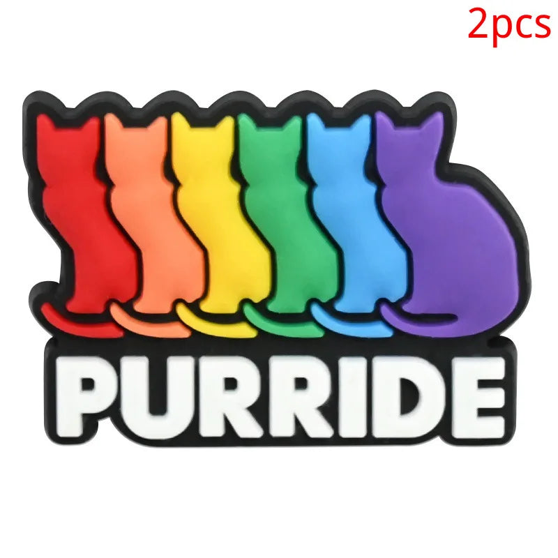 New rainbow shoe charm hole shoe accessories DIY shoe accessories PVC soft rubber shoe buckle jewelry spot wholesale