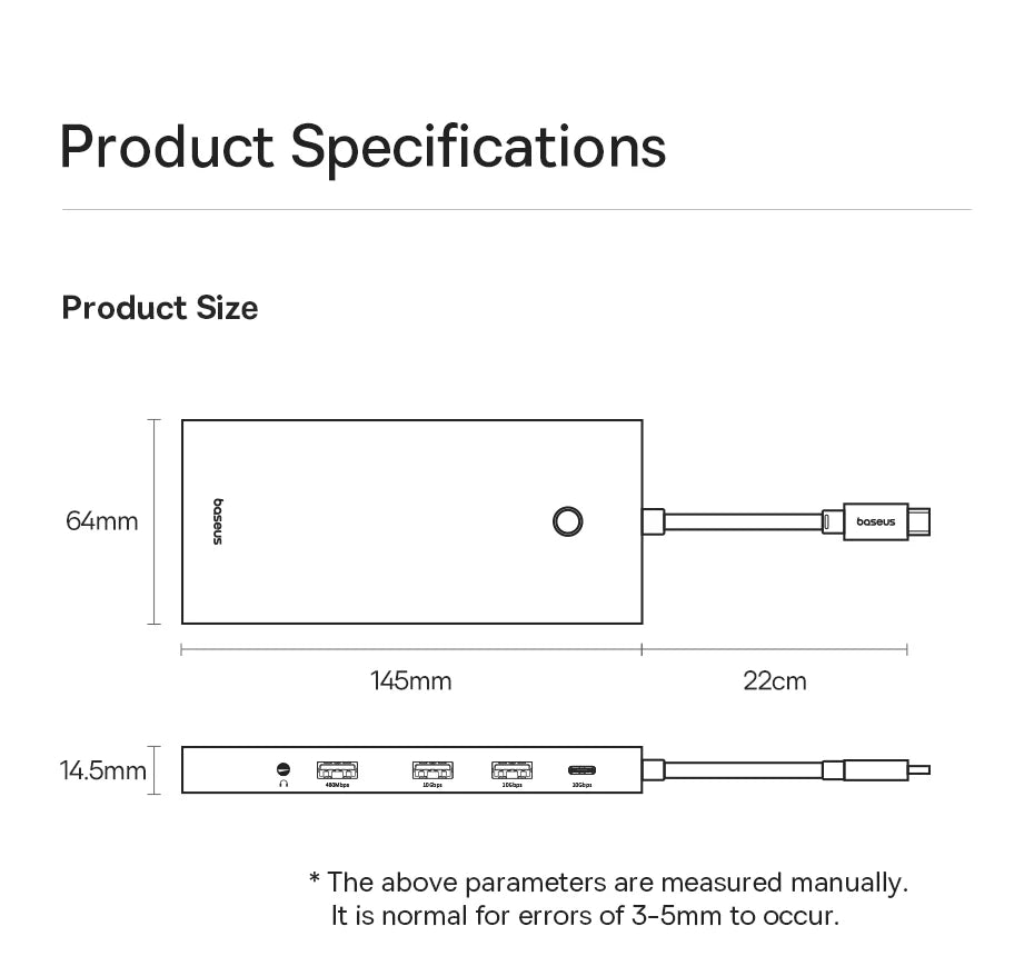 Baseus 13-in-1 USB C HUB to 2*HDMI 1*DP 4K@60Hz 1*VGA Quadruple Display USB 3.2 Adapter with RJ45 SD TF 3.5mm PD 100W Type C Hub