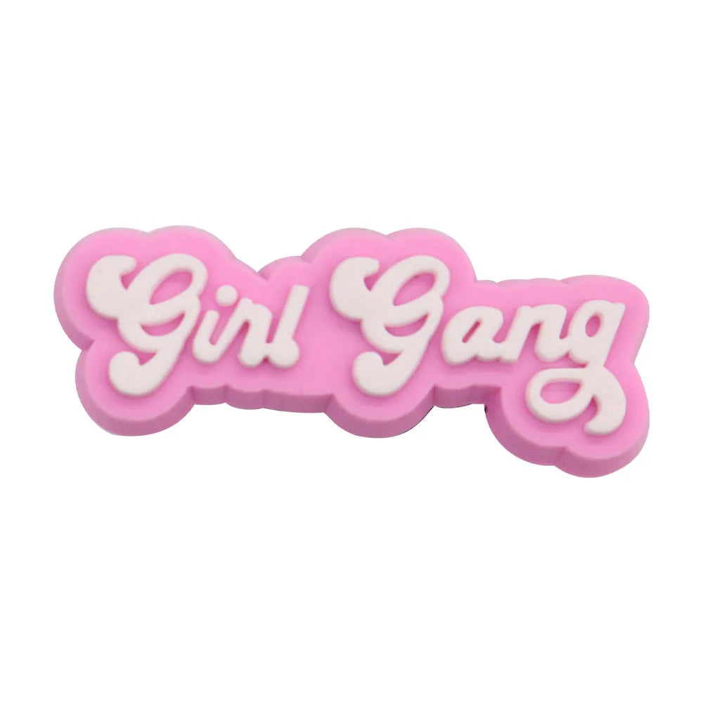 1-35PCS PVC Shoe Charms Limit Dose Not Exist Cool Libra Girls Thank You Love Feminist Buckle Clog Hole Slipper Decoration