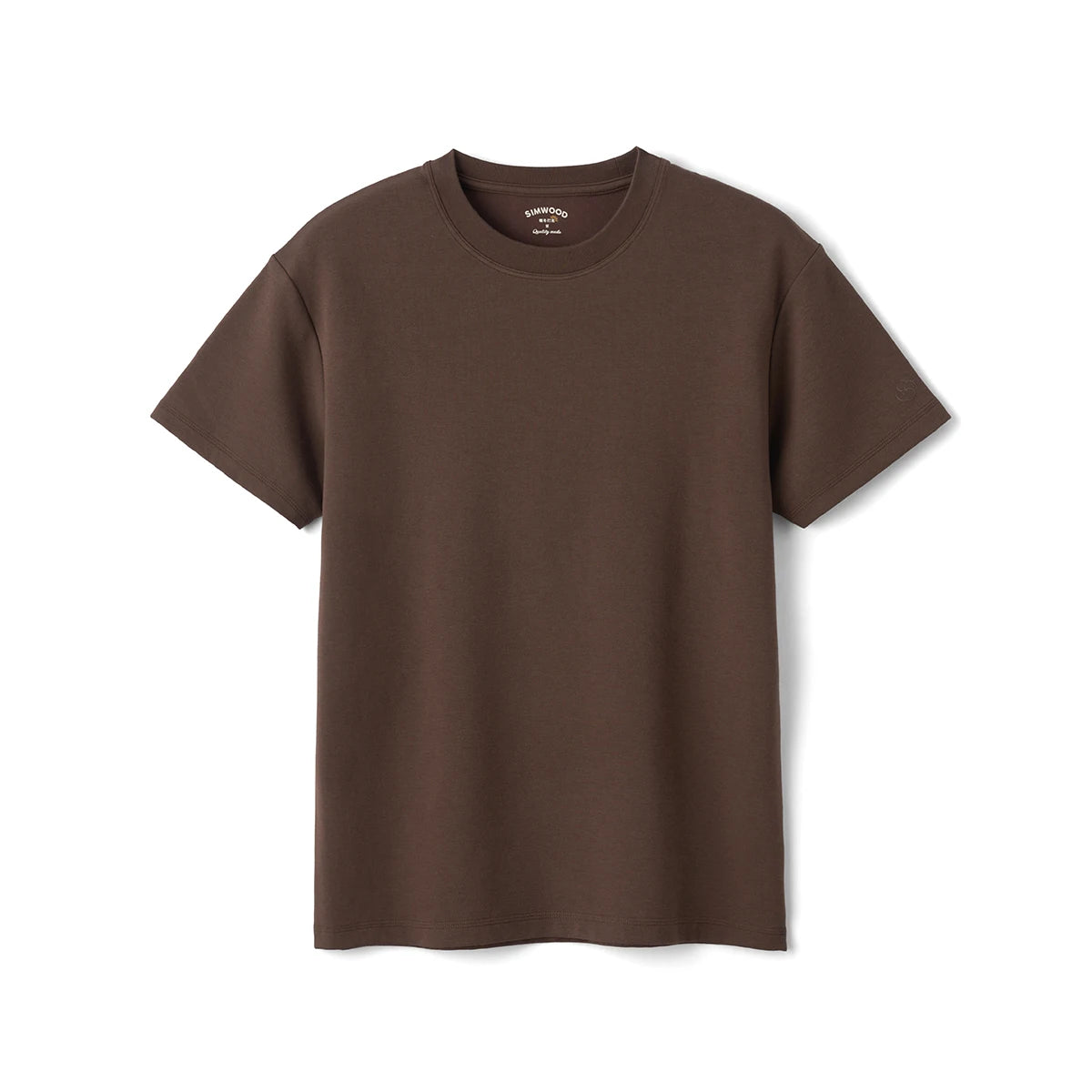 SIMWOOD 2026 Autumn Winter New Warm 260gsm Fabric T-Shirt Regular Fit Thermal Base Layer Comfortable Short Sleeve Tops