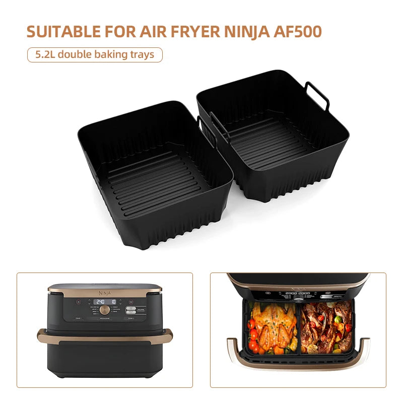 Silicone Air Fryer Liner for NinjaAF500 Non Stick Heat Resistant Easy to Clean Cooking Accessory Air Fryer Basket Air Frying Pan