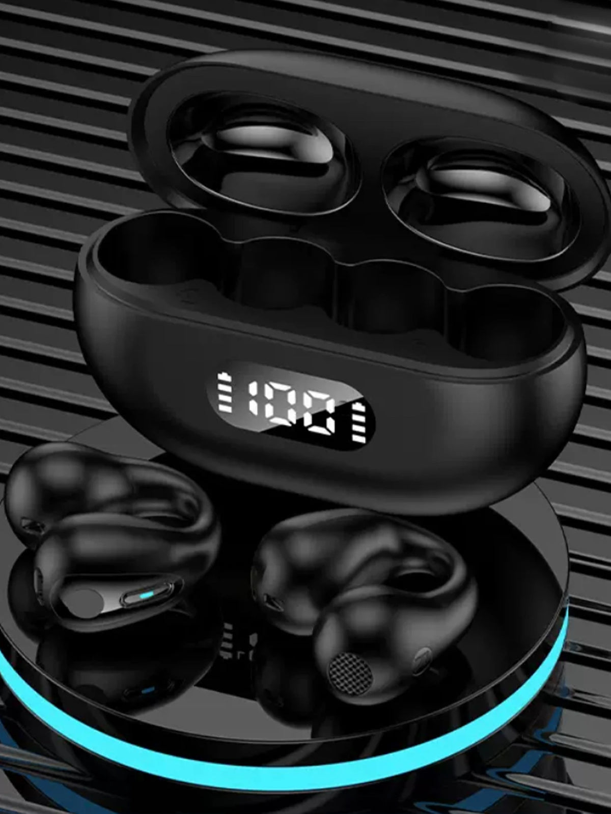Wireless Clip-on Bluetooth Earphones with Ergonomic Secure Fit, Premium Audio Sound, IP Rated Waterproof for Sports Workout