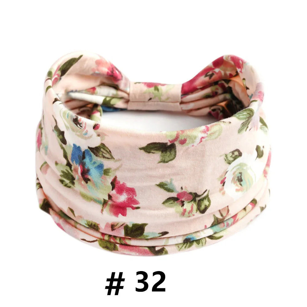 Boho Headbands for Women Cotton Wide Head Bands Stretch Hairband Non Slip Workout Yoga Running Turban Headwrap Hair Accessories