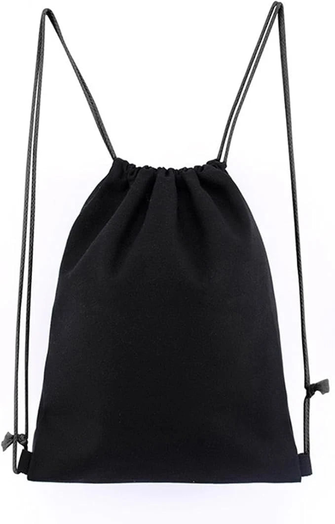 Cotton Canvas Drawstring Backpack Bag Gym Sackpack Sports String Sackpack Storage Gift Bag 2 Pack Black 34.5x40cm Casual