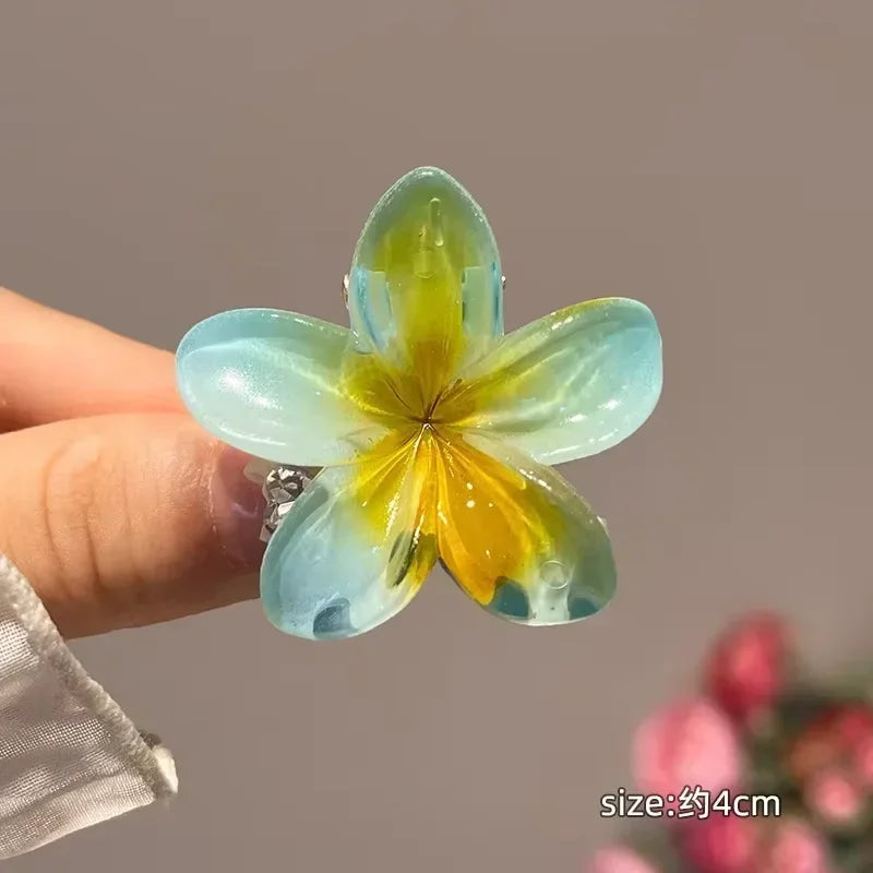 Hawaiian Gradient Hair Clips Flower Hair Claws Big Size Fashion Head wear Hairpin for Women Girls Crab Barrette Hair Accessories
