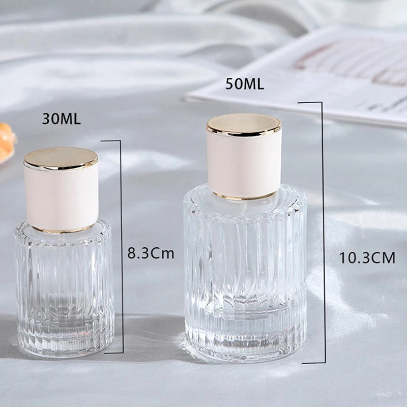 30ML 50ML Luxury Perfume Glass Spray Bottle Portable Clear Cosmetics Alcohol Atomizer High Capacity Empty Bottles Refillable