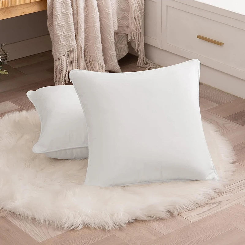 60x60cm Solid Color Velvet Pillow Cover Nordic Black and White Edging Pillowcase Modern Light Luxury Cushions Cover Decorative