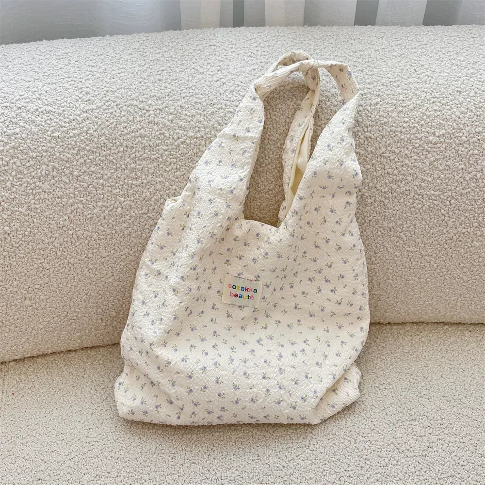 Female Tote Shopping Bag Eco Handbag Reusable Grocery Shopper Purse Korean Women Sweet Cartoon Shoulder Bag Books Pouch
