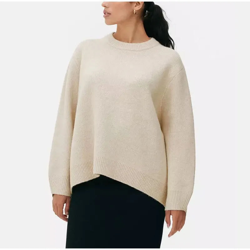 Women's Pink Knitted Sweater Cozy Long Sleeve Large Size Pull Knitwears Pullovers Cute Core Top White Fall 2025 New Streetwear