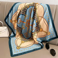 Luxury Brand Silk Square Plaid Scarf Women Satin Neck Hair Tie Band Soft Work Neckerchife 2021 NEW Hijab Head Female Foulard