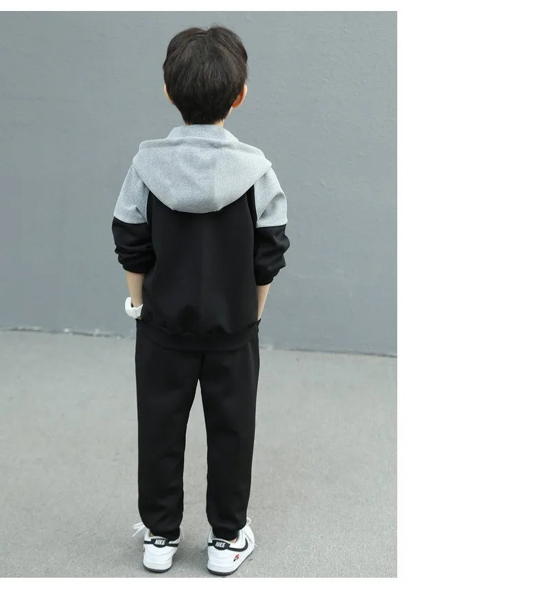 Spring Autumn Teenage Boys Clothing Set Letter Hooded Jacket + Pants 2Pcs For 5-14 Years Kids Tracksuits Children Casual Outfits