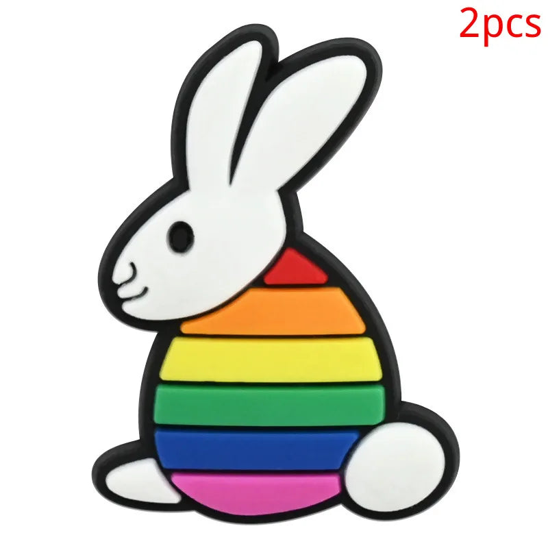 New rainbow shoe charm hole shoe accessories DIY shoe accessories PVC soft rubber shoe buckle jewelry spot wholesale