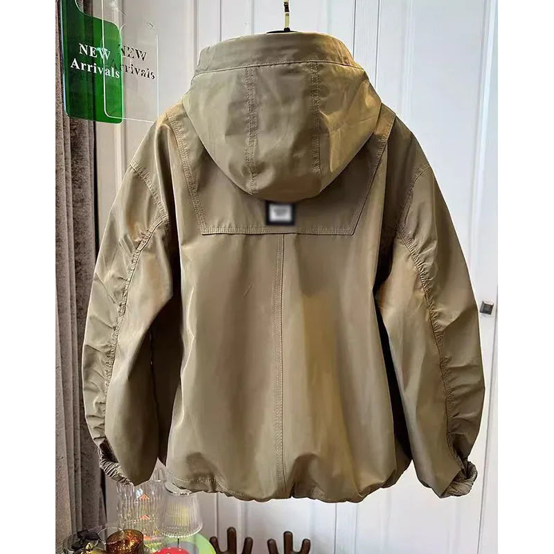 Korean Trench Coat Women 2026 Spring Autumn New Loose  Long Sleeve Casual All-Match Hooded Windbreaker Outerwear Ladies Overcoat